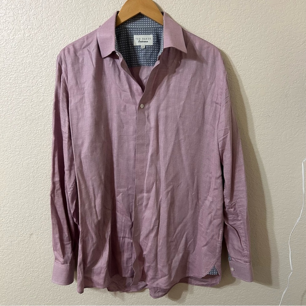 Ted Baker Endurance Mens Cotton Printed Button Down Shirt in Red & Black 16.5 34